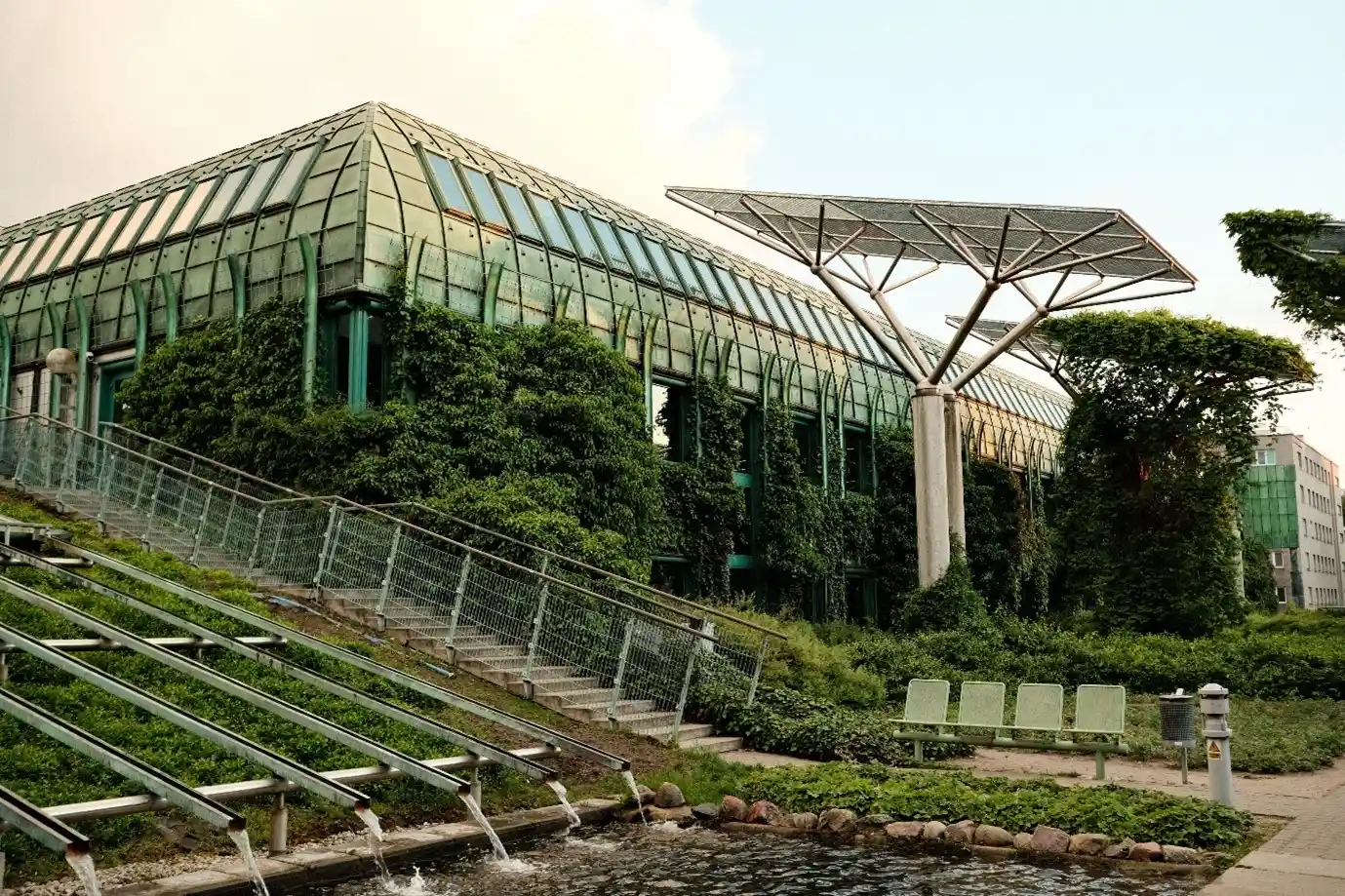 Modern Commercial Green Building with Solar Setup